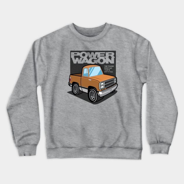 Sunburst Orange - Power Wagon (1980 - White-Based) Crewneck Sweatshirt by jepegdesign